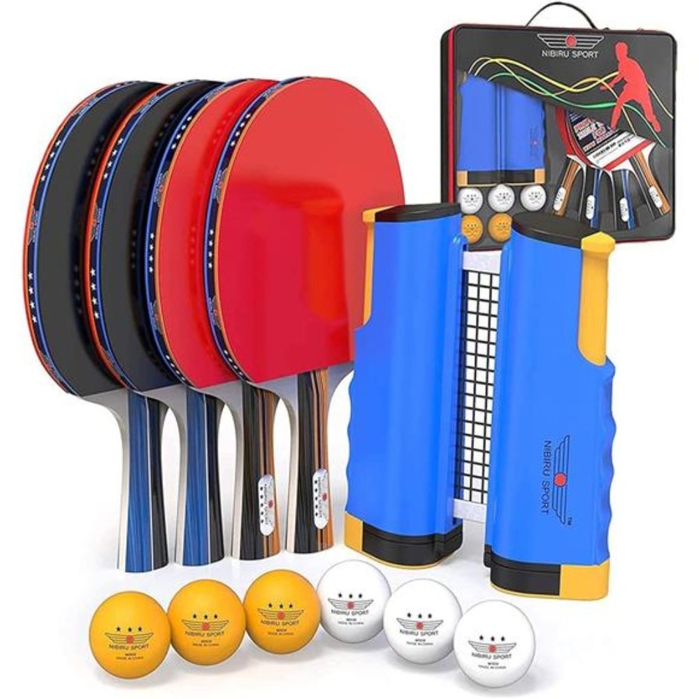 Ping Pong Paddles Set -Professional Table Tennis Rackets & Balls,Retractable Net